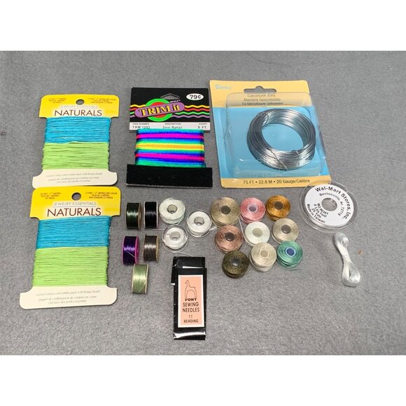 Jewelry Making Supplies Bundle: Embroidery Floss Beading Wire Sewing Needles - Picture 8 of 9